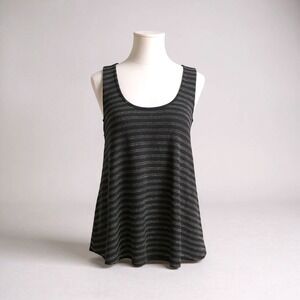 Gothic Casual Metallic Tank Top Sleeveless Sparkle Party Top Black Gold Size‎ L